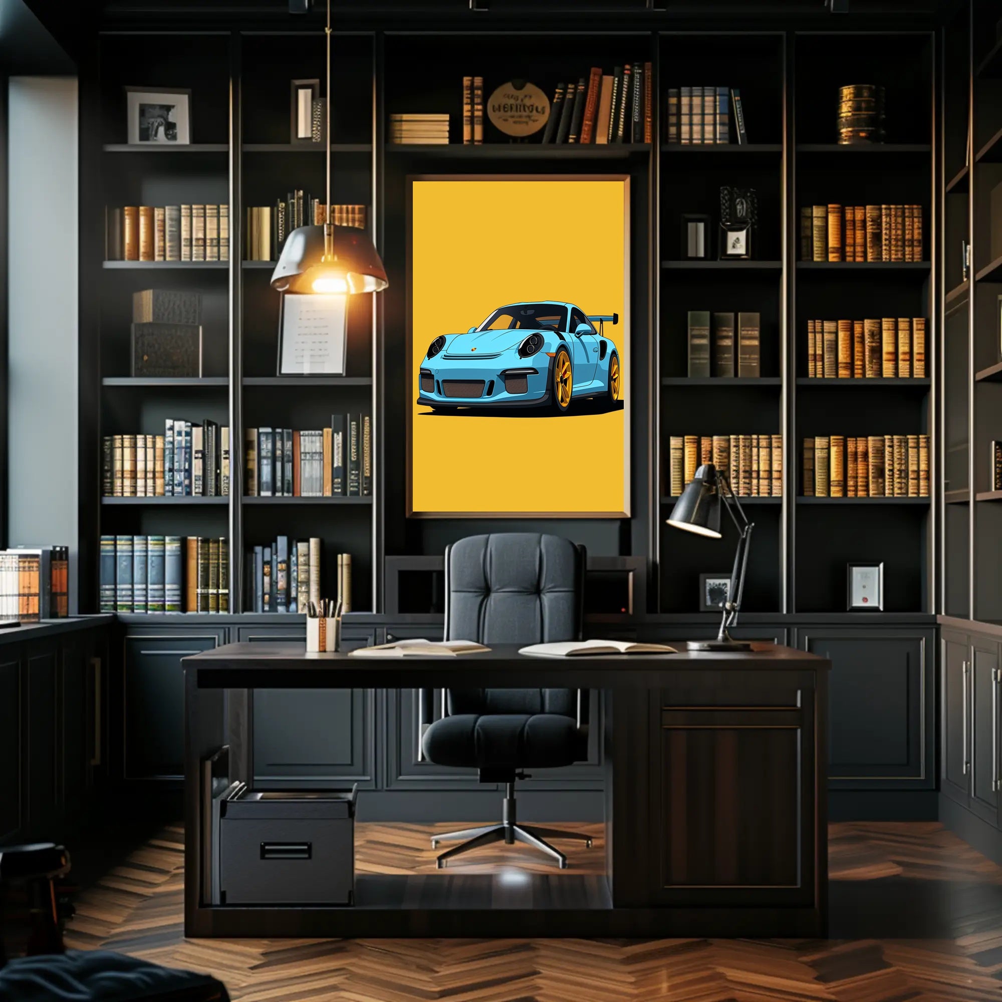 Sleek Sports Car Illustration Poster PosterGoat