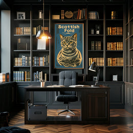Scottish Fold Cat Artwork Minimalist Studio Poster