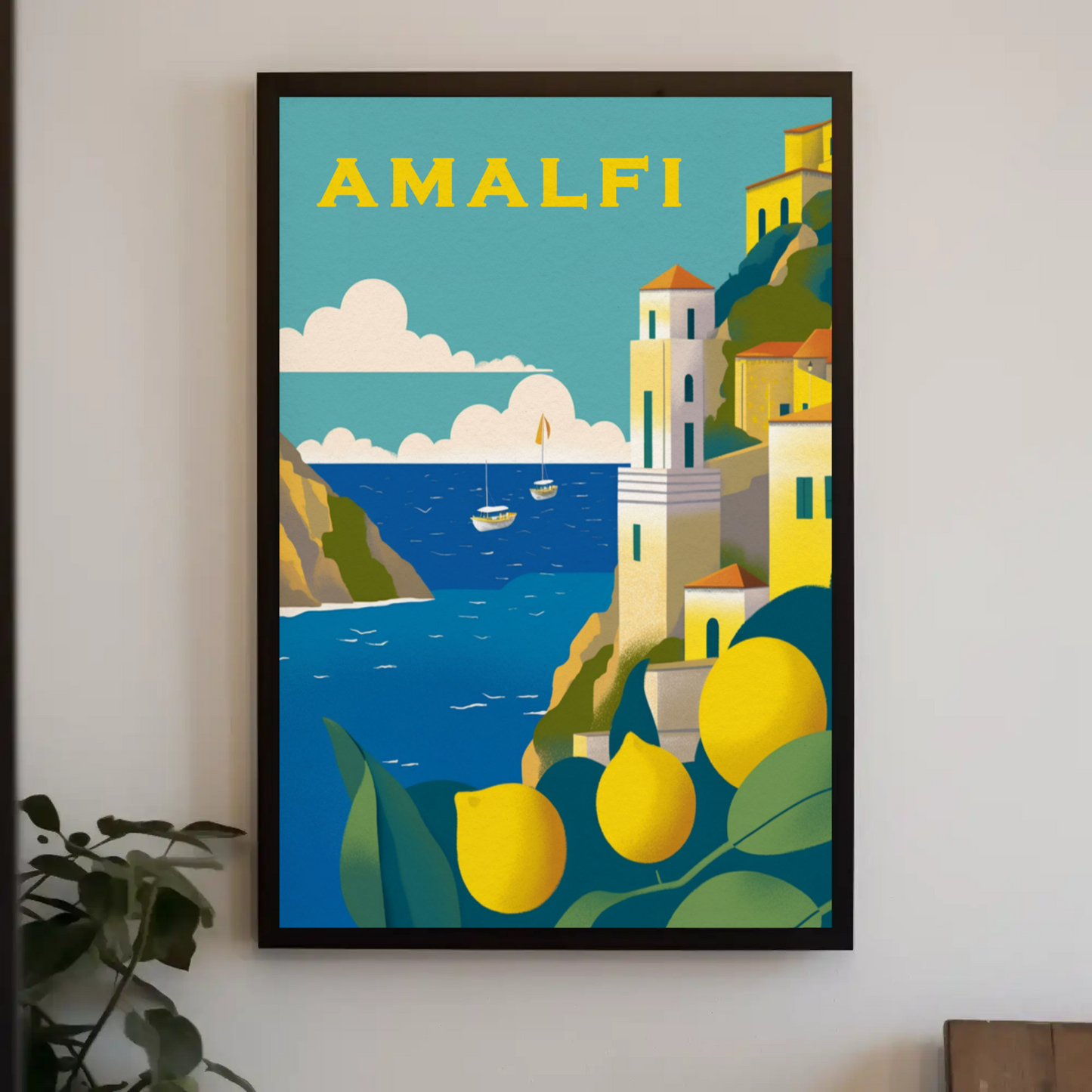 Amalfi Italy Vintage Travel Poster