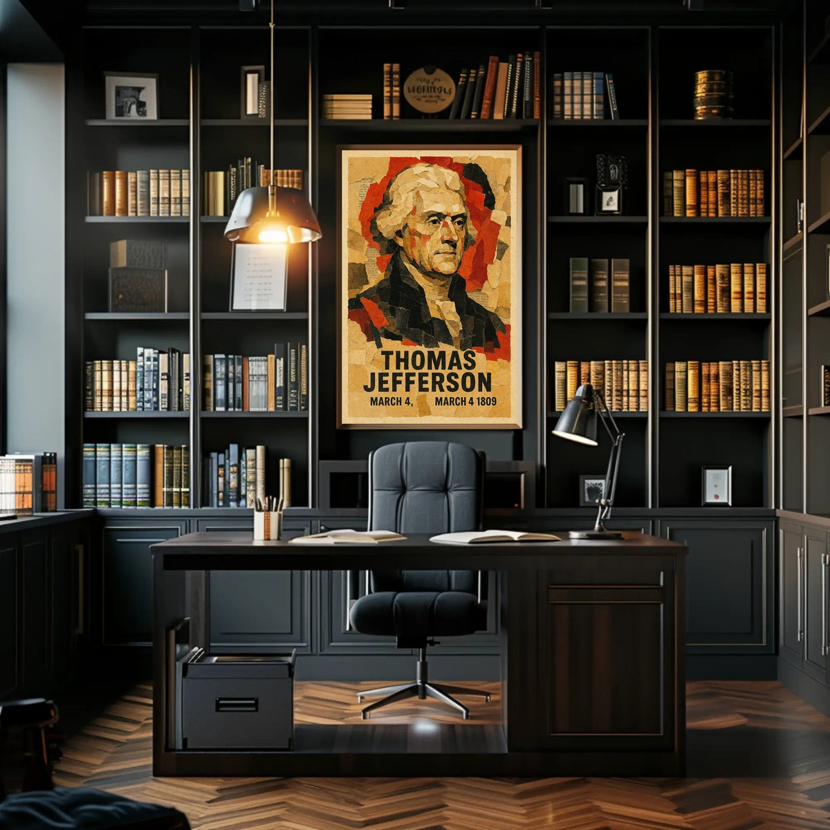 Thomas Jefferson 3rd President of the United States Layered paper Collage Poster