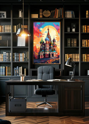 Vibrant Russian Landmark Illustration Cultural or Heritage Poster