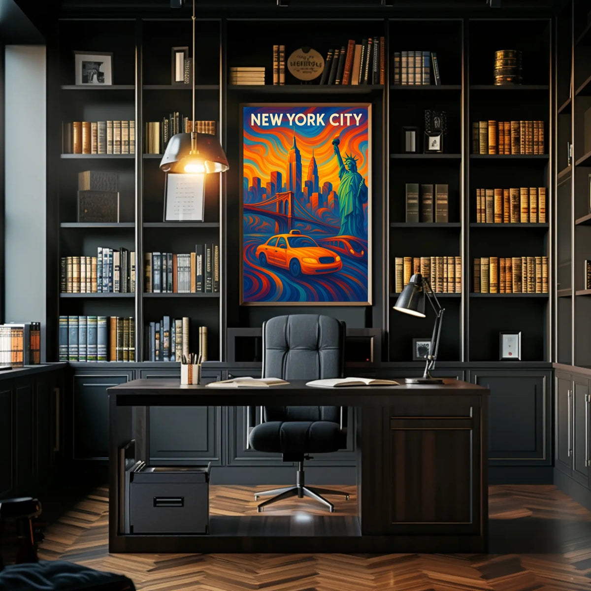 New York City Landmarks Poster Abstract Vibrant Wall Art