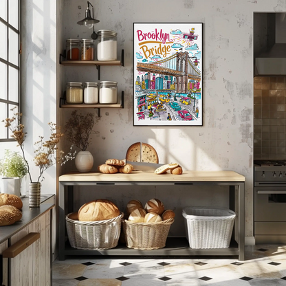 Brooklyn Bridge New York Iconic Landmark Travel Poster