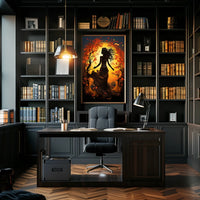 Autumn Dance: Silhouetted Woman in Vibrant Landscape