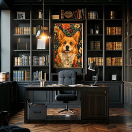 Floral Corgi Delight Wall Art Print