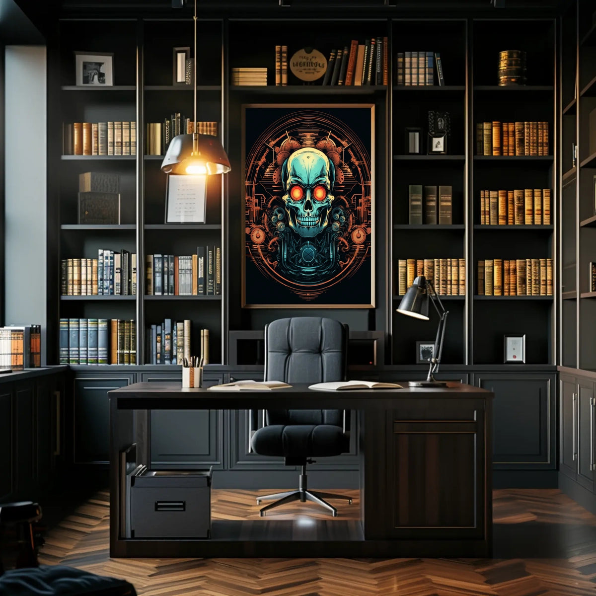 Cybernetic Skull Art Poster