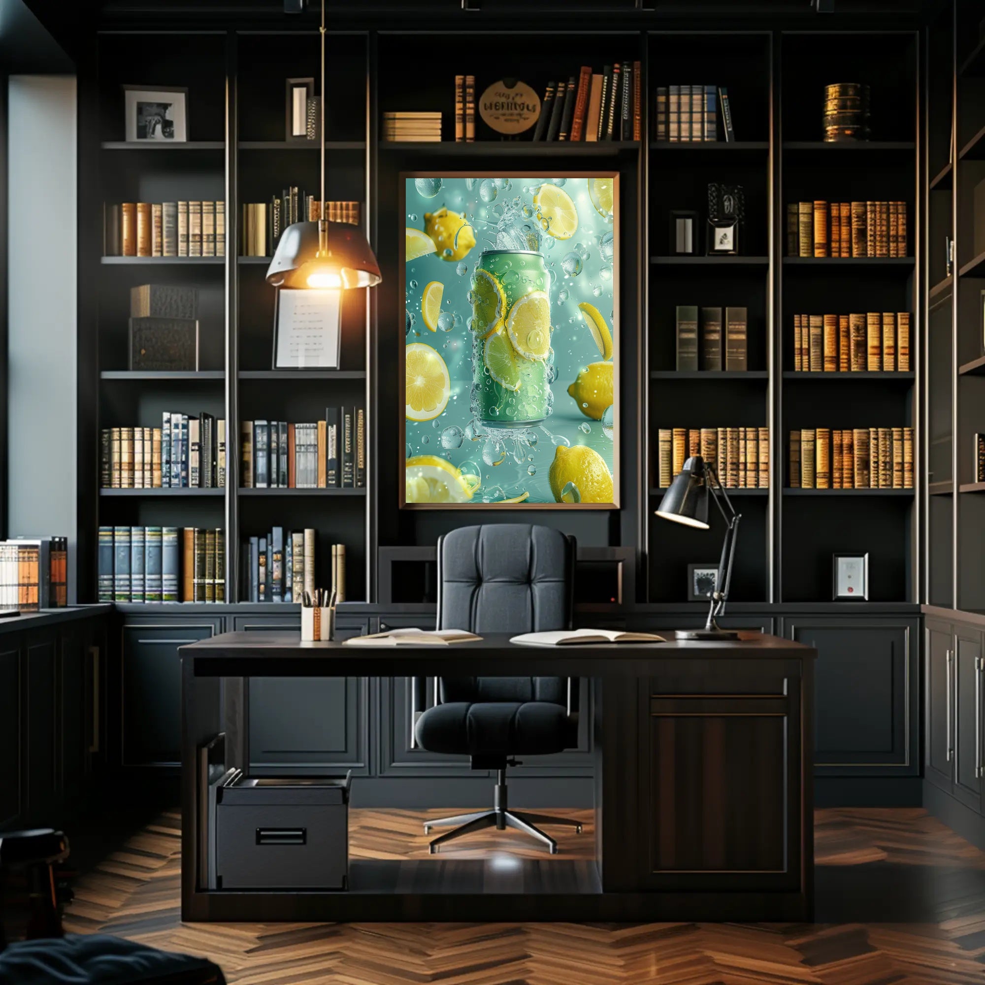 Refreshing Lemon Beverage Scene in Artistic Poster PosterGoat