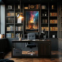 Mystical Chalice with Swirling Flames Fantasy Poster PosterGoat