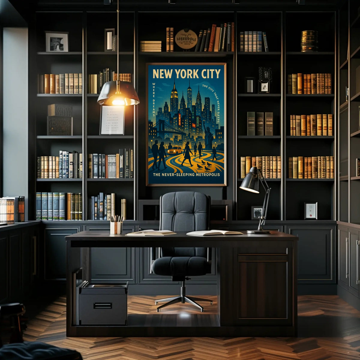 New York City Travel Landscape Poster Retro Wall Art