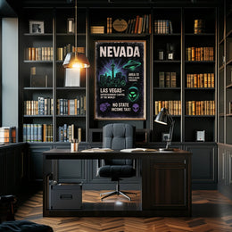Nevada Alien Theories & Las Vegas Retro Travel Poster