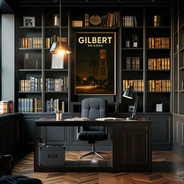 Gilbert Arizona Nighttime Landmark Realism Timeless Poster
