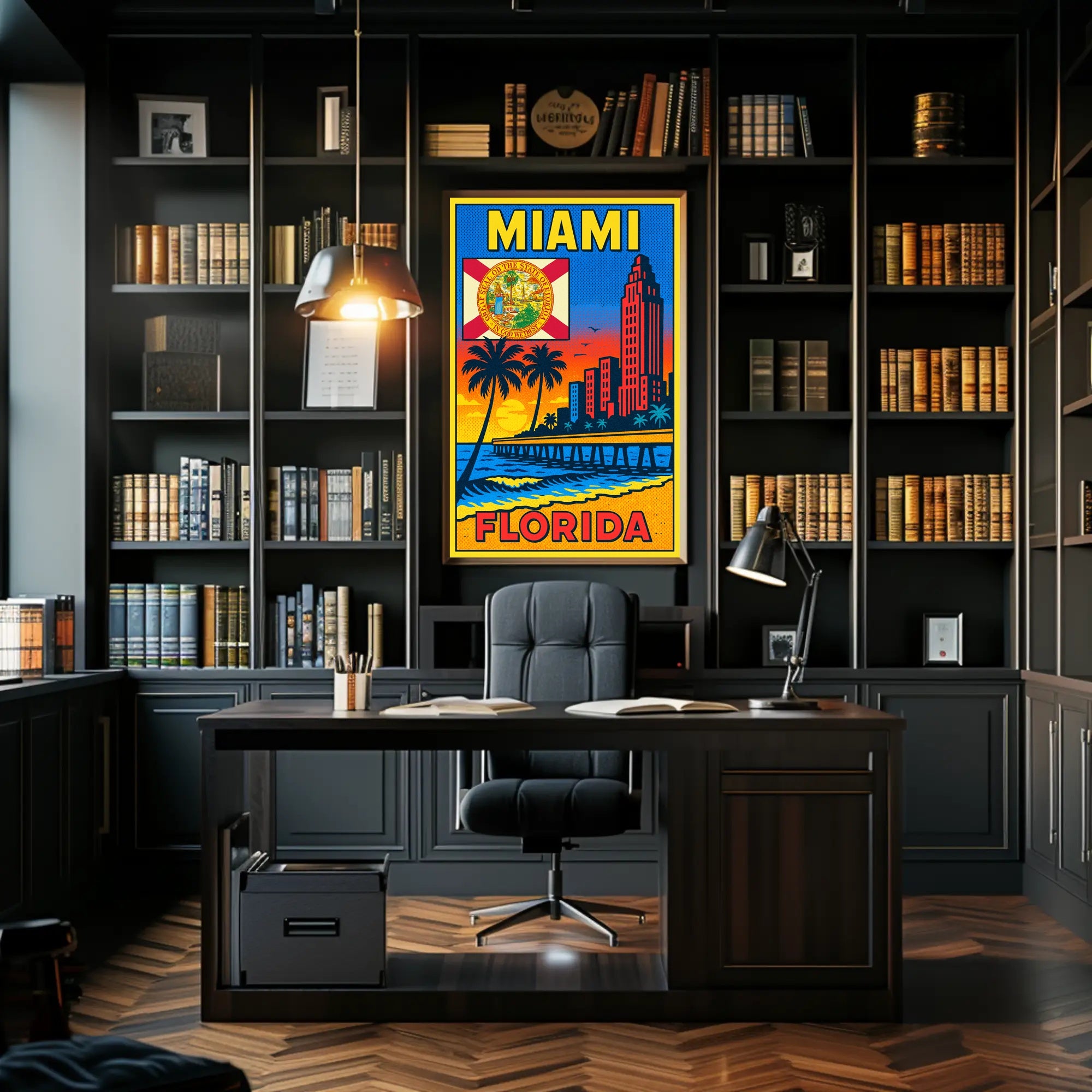 Miami, Florida Vibrant Cityscape Poster PosterGoat