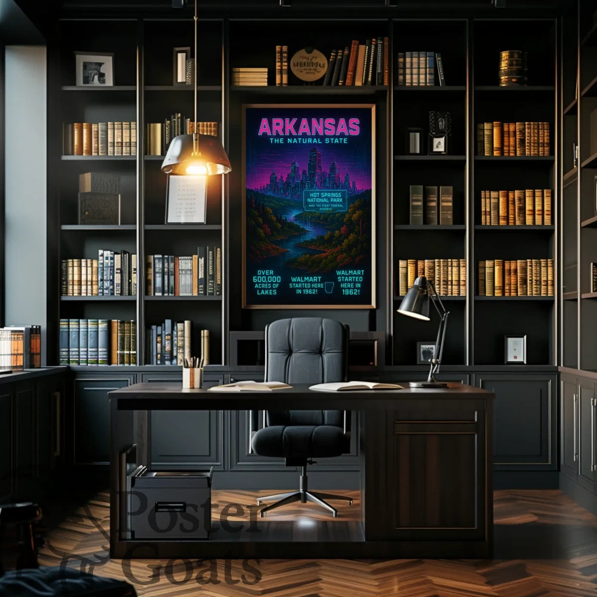 Arkansas Scenic Hot Springs Cityscape Travel Poster