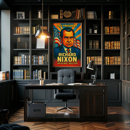 Richard Nixon 37th President of the United States Colorful Comic Book Style Poster
