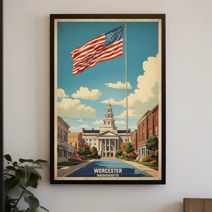 Worcester Massachusetts Grand Civic Pride Vintage Travel Poster