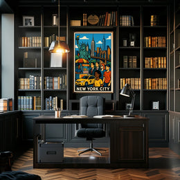 New York City Skyline Panorama Poster Modern Wall Art
