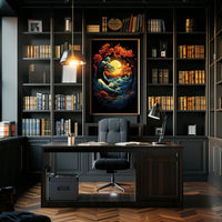 Mystical Moonlit Landscape with Celestial Harmony Poster