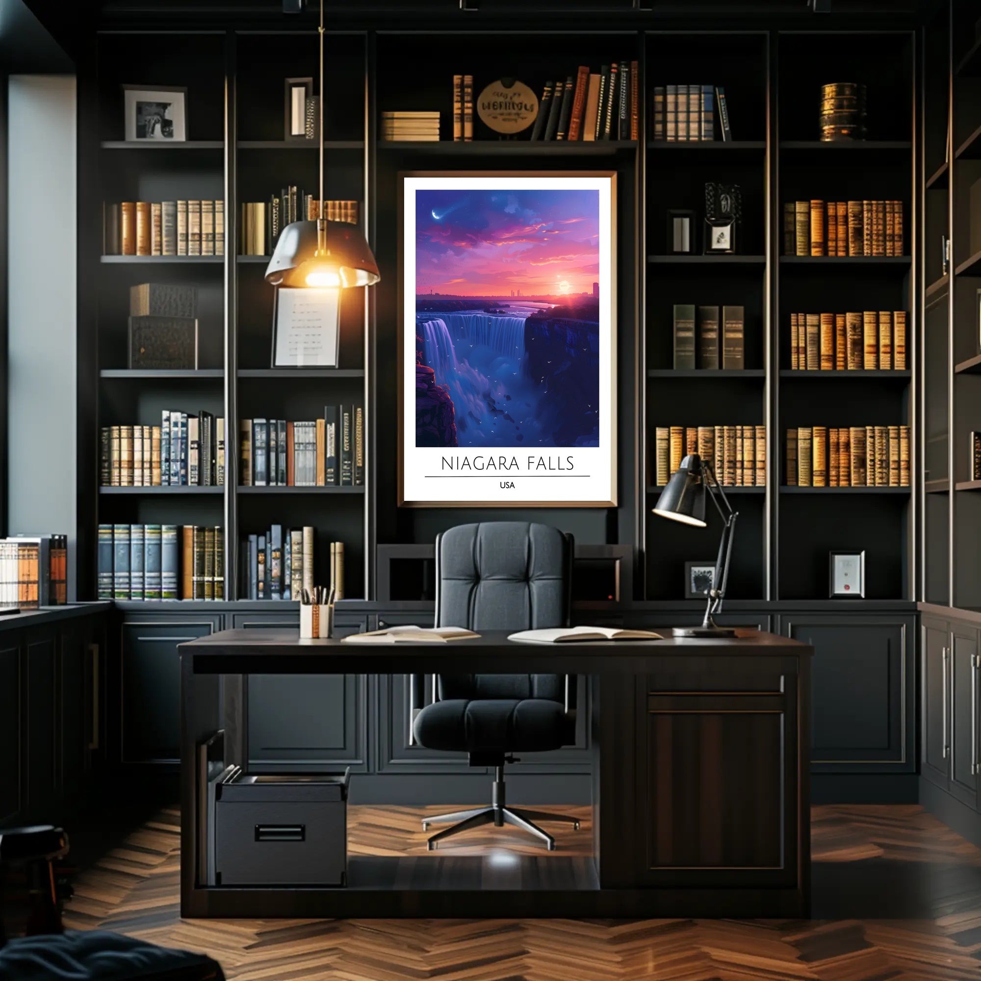 Niagara Falls Sunset Travel Poster