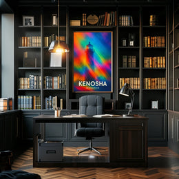 Lighthouse Dreamscape: Vibrant Kenosha Abstract Art Poster