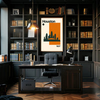 Houston Cityscape Silhouette Art Print Travel Poster