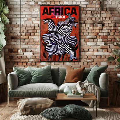 Fly TWA to Africa Vintage Travel Poster