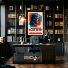 Donald Trump Visionary Leadership Side Profile Geometric Red Blue Patriot Poster