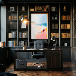 Serene Beach Scene Poster Pastel Coastal Wall Art