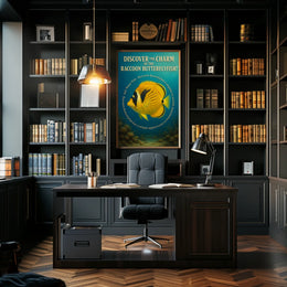 Raccoon Butterflyfish Underwater Artistic Vintage Poster