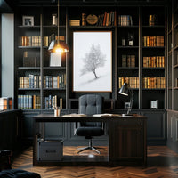 Winter Serenity: Minimalist Snowy Tree Artistic Poster