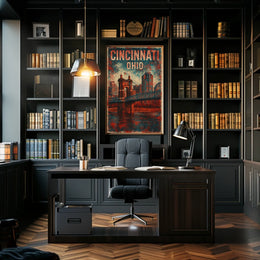 Cincinnati Ohio Scenic Vintage Cityscape Travel Souvenir Collector Gift Enthusiast Poster