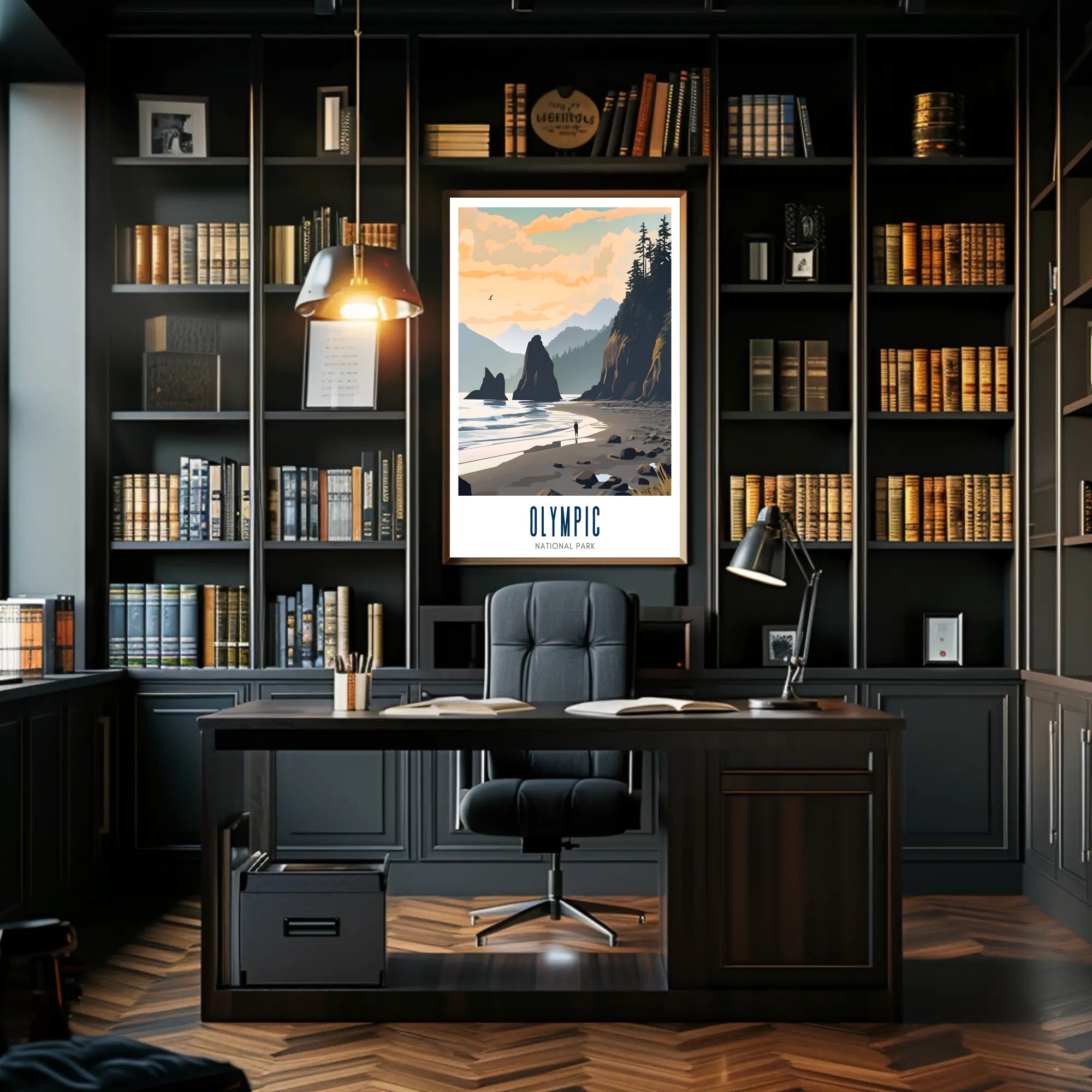 Tranquil Shores of Olympic Poster