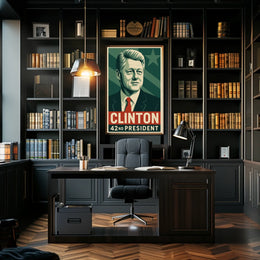Clinton Cityscape 42nd President Wanderlust Poster
