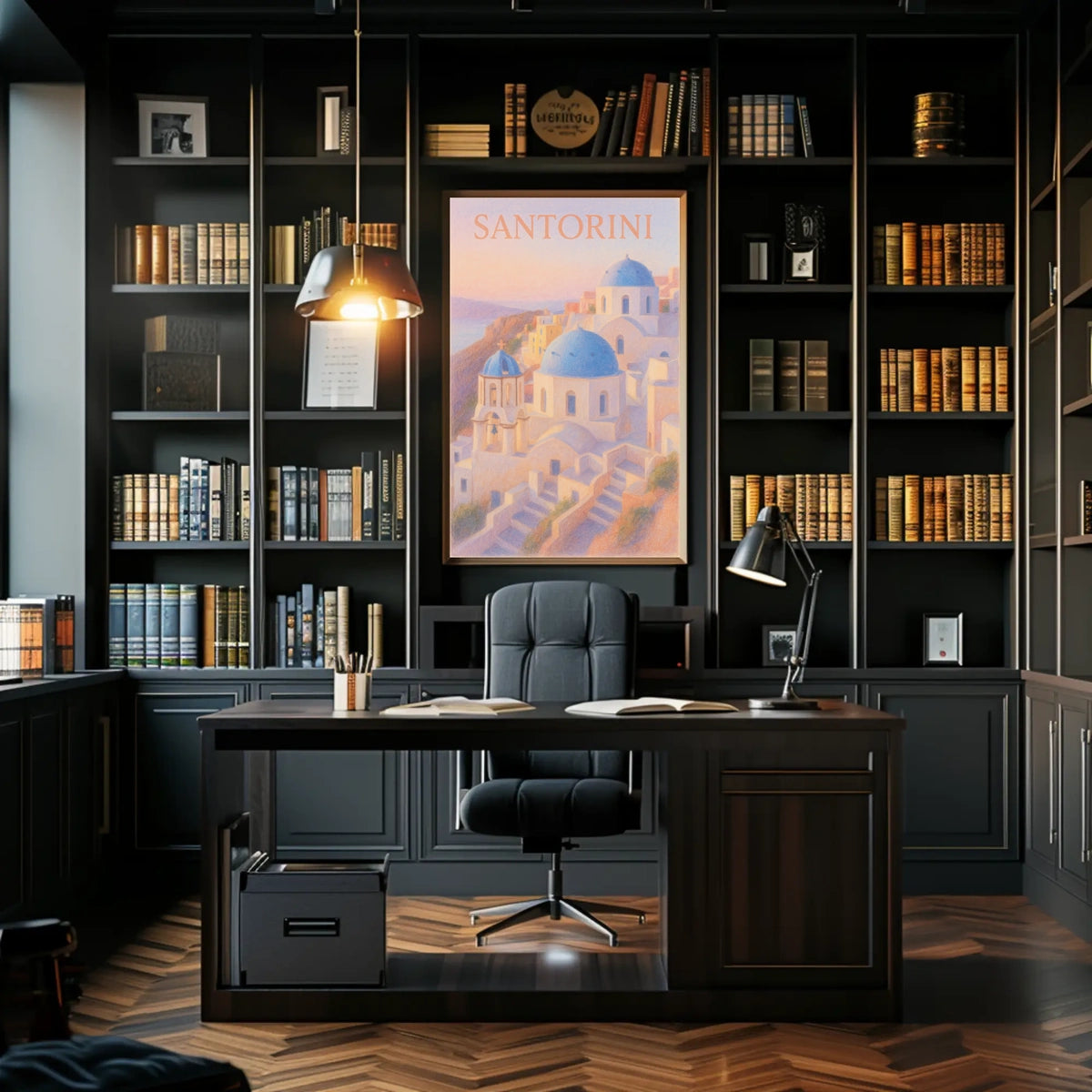 Santorini Sunset Pastel Impressionist Romantic Poster