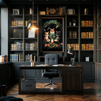 Whimsical Foxes Lantern Reading Forest Poster