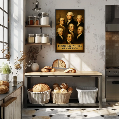 Founding Fathers Portrait Historic America Travel Poster