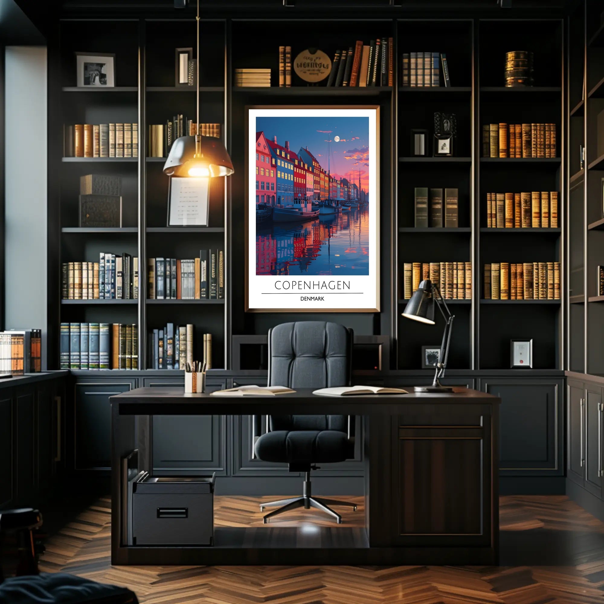 Copenhagen Nyhavn Twilight Scene Urban or Cityscape Poster