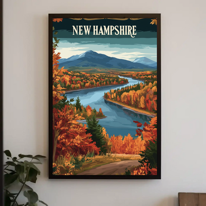 New Hampshire Autumn Vintage Style Poster