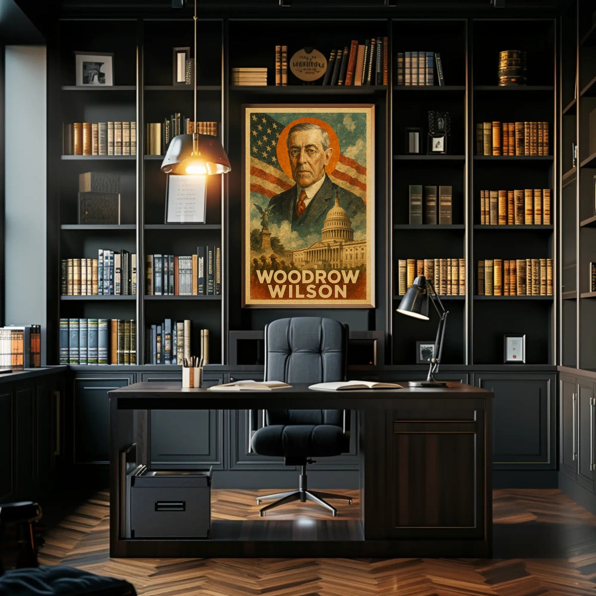 Woodrow Wilson 28th President of the United States Layered Digital Collage Poster