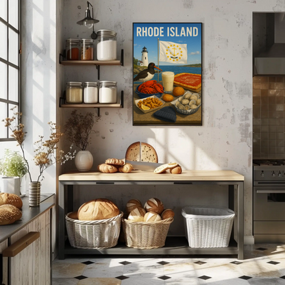 Rhode Island Clam Cakes Lighthouse Pizza Travel Poster