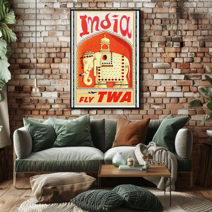 Fly TWA to India Travel Poster by David Klein