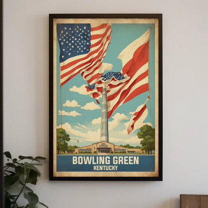Bowling Green Kentucky Cityscape Art Print Vintage Travel Poster