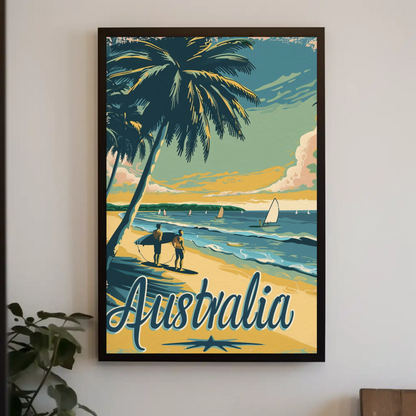 Vintage Travel Poster - Australia Beach Surf