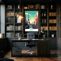 Parisian Romance: Vibrant Eiffel Tower Travel Poster