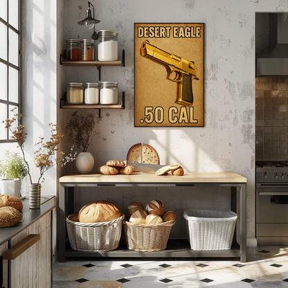 Desert Eagle Golden 50 Cal Metallic Firearm Pistol Gun Poster