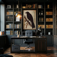 Raven on a Branch Wildlife Art Animal Poster PosterGoat