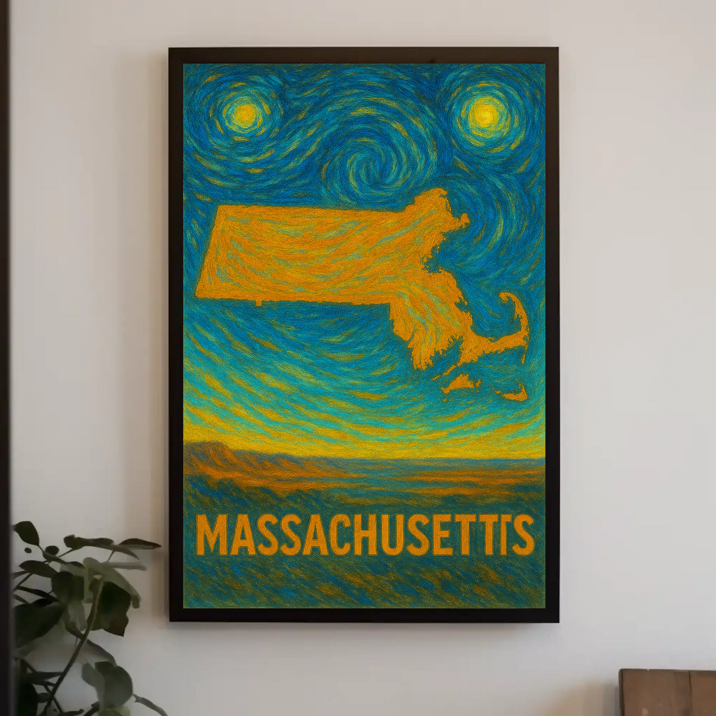 Massachusetts Starry Night Poster