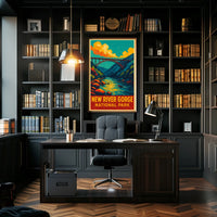 New River Gorge Vintage Travel Adventure Poster