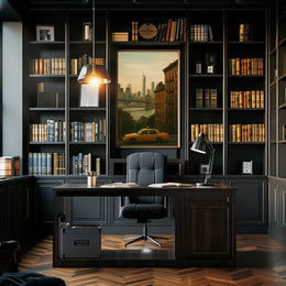 New York City Skyline Taxi Poster Vintage Wall Art