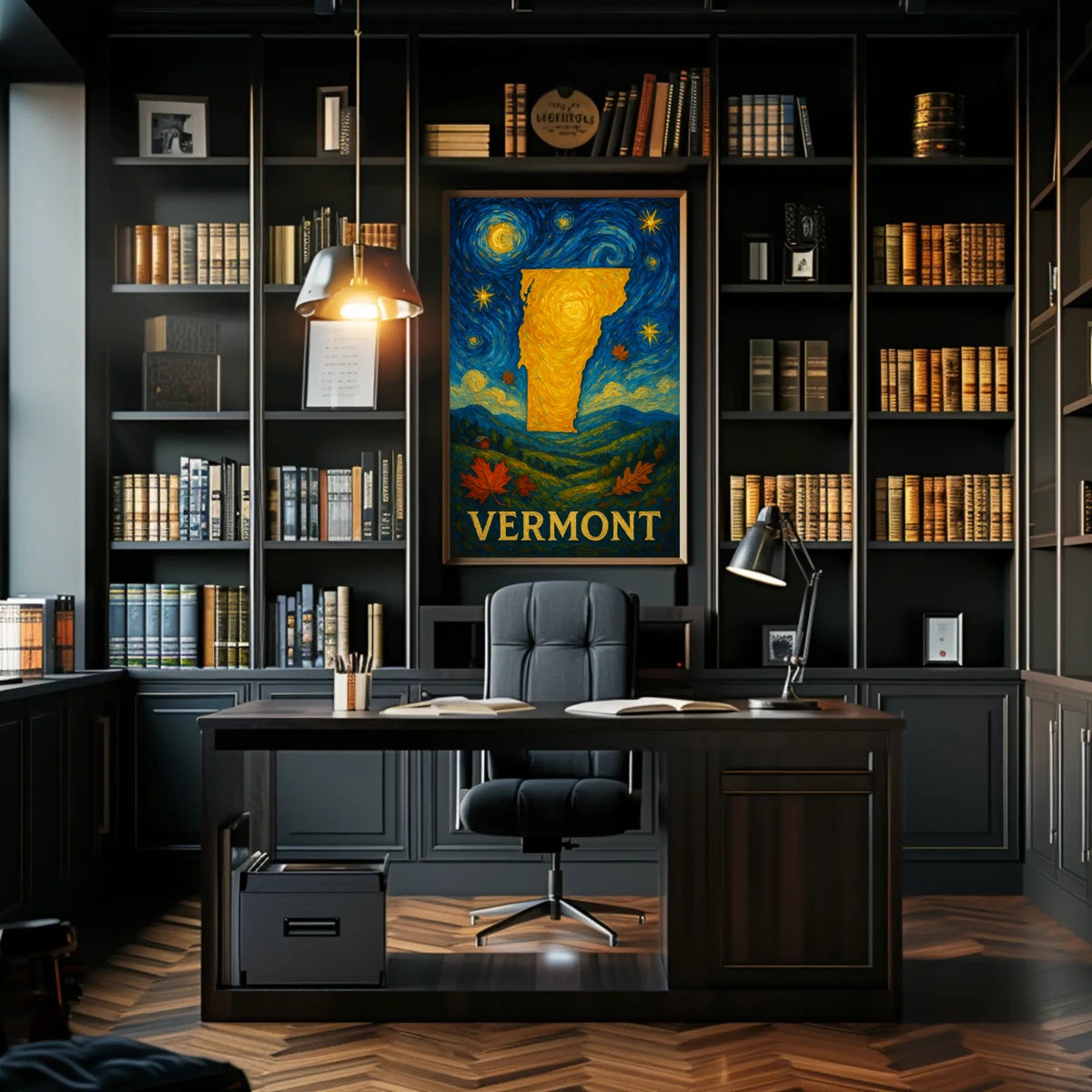 Vibrant Vermont Silhouette Art Print: Abstract or Artistic Poster