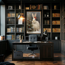 Festive Rabbit And Christmas Tree Poster